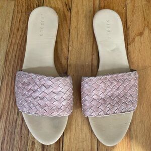 Nisolo Pink Woven Sandals Slide Style